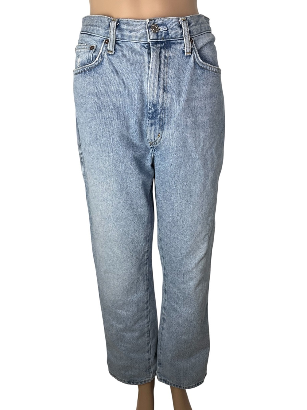 Agolde Women's 90s Pinch Waist High Rise Light Wash Classic Straight Jeans